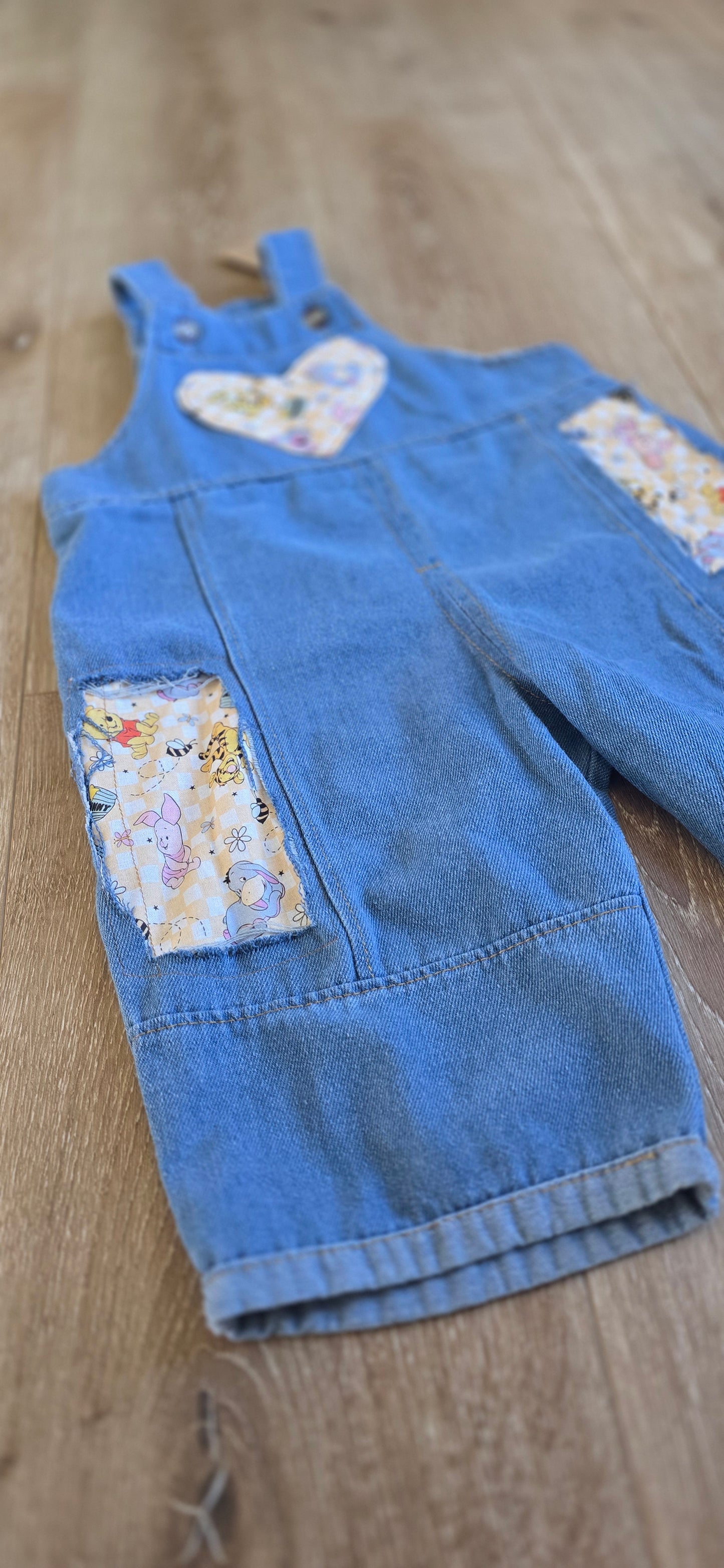 Bear Checkered Patched Overalls