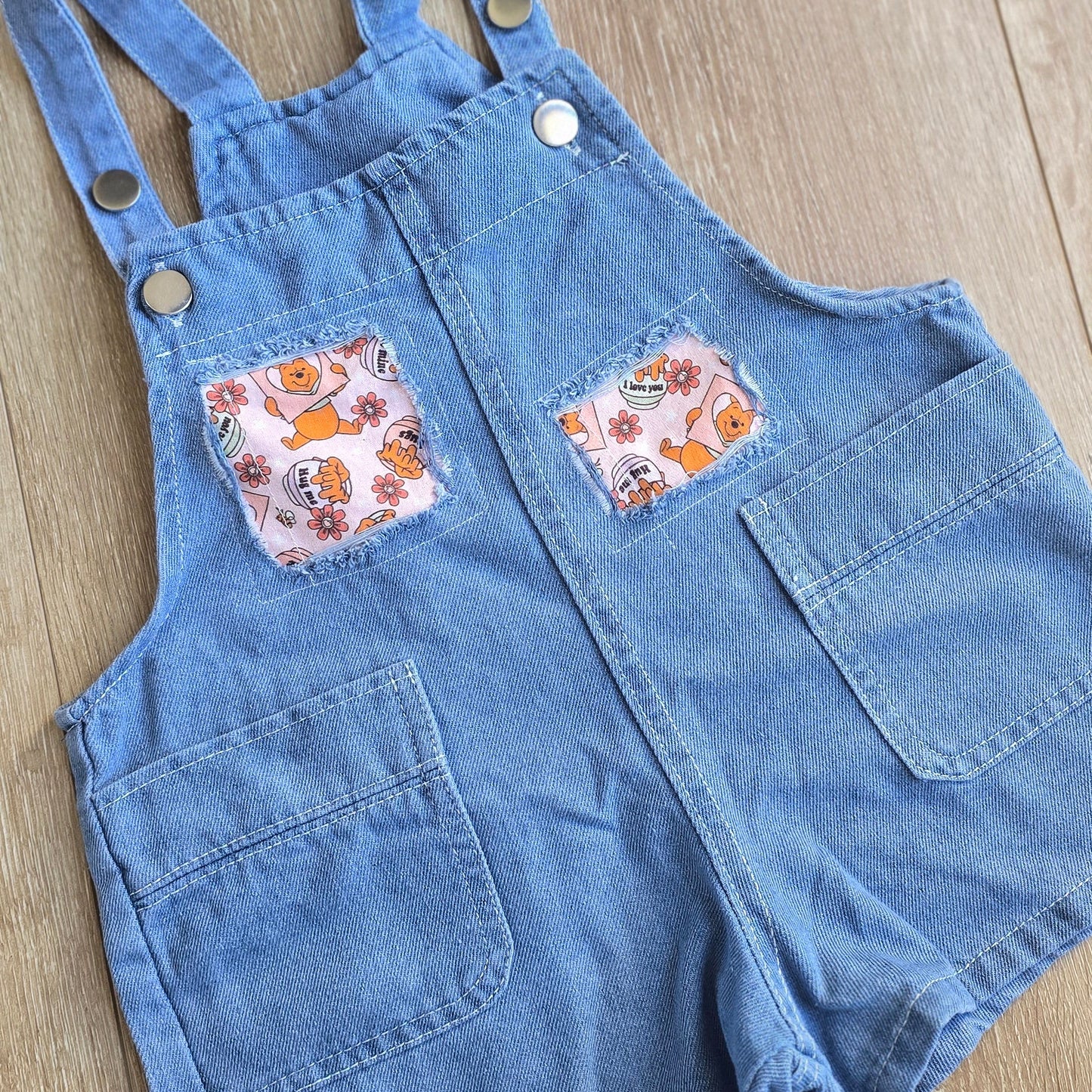 Patched Shorts Overalls
