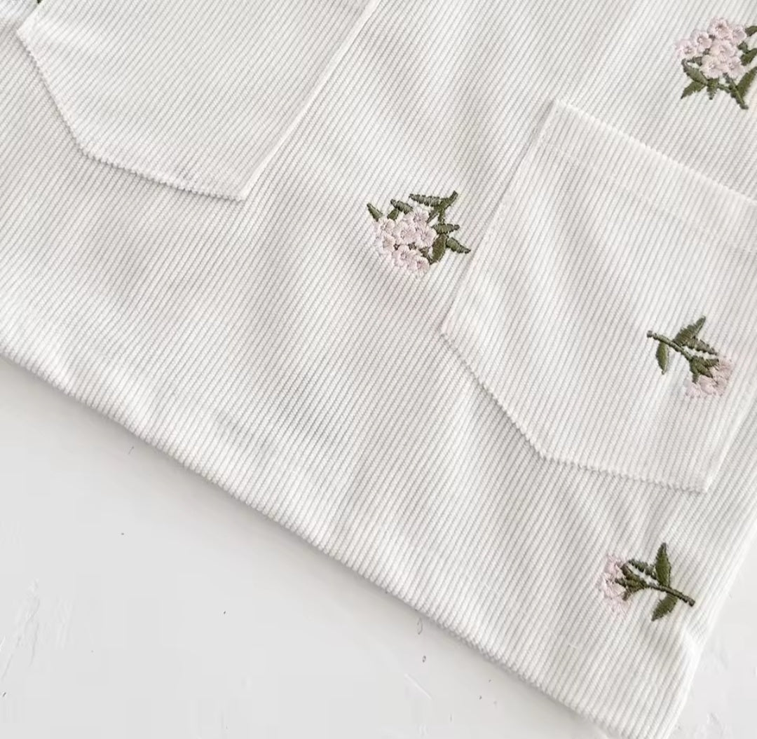 White Floral Dress Overalls