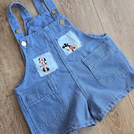 Patched Shorts Overalls