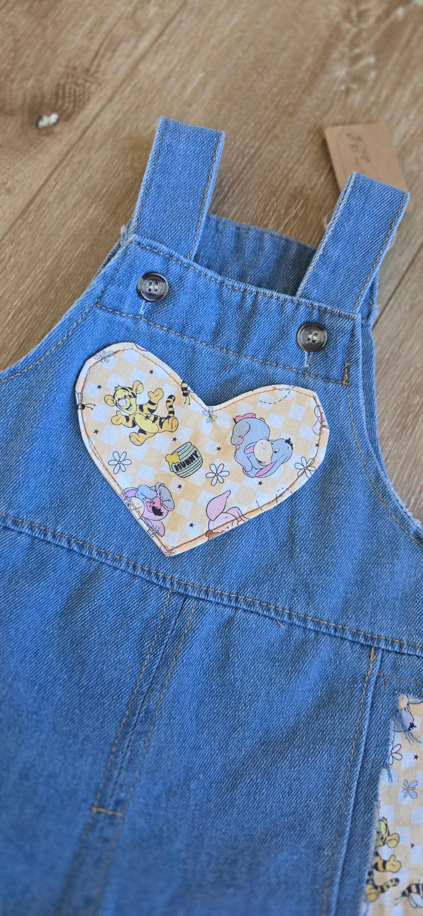 Bear Checkered Patched Overalls