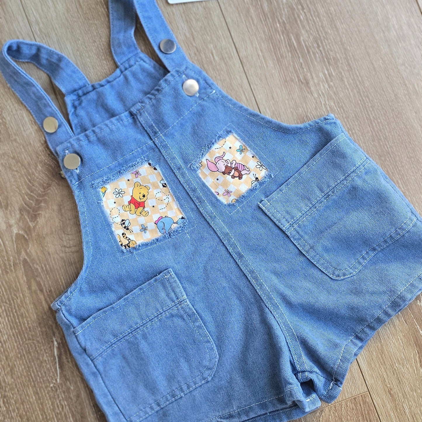 Patched Shorts Overalls