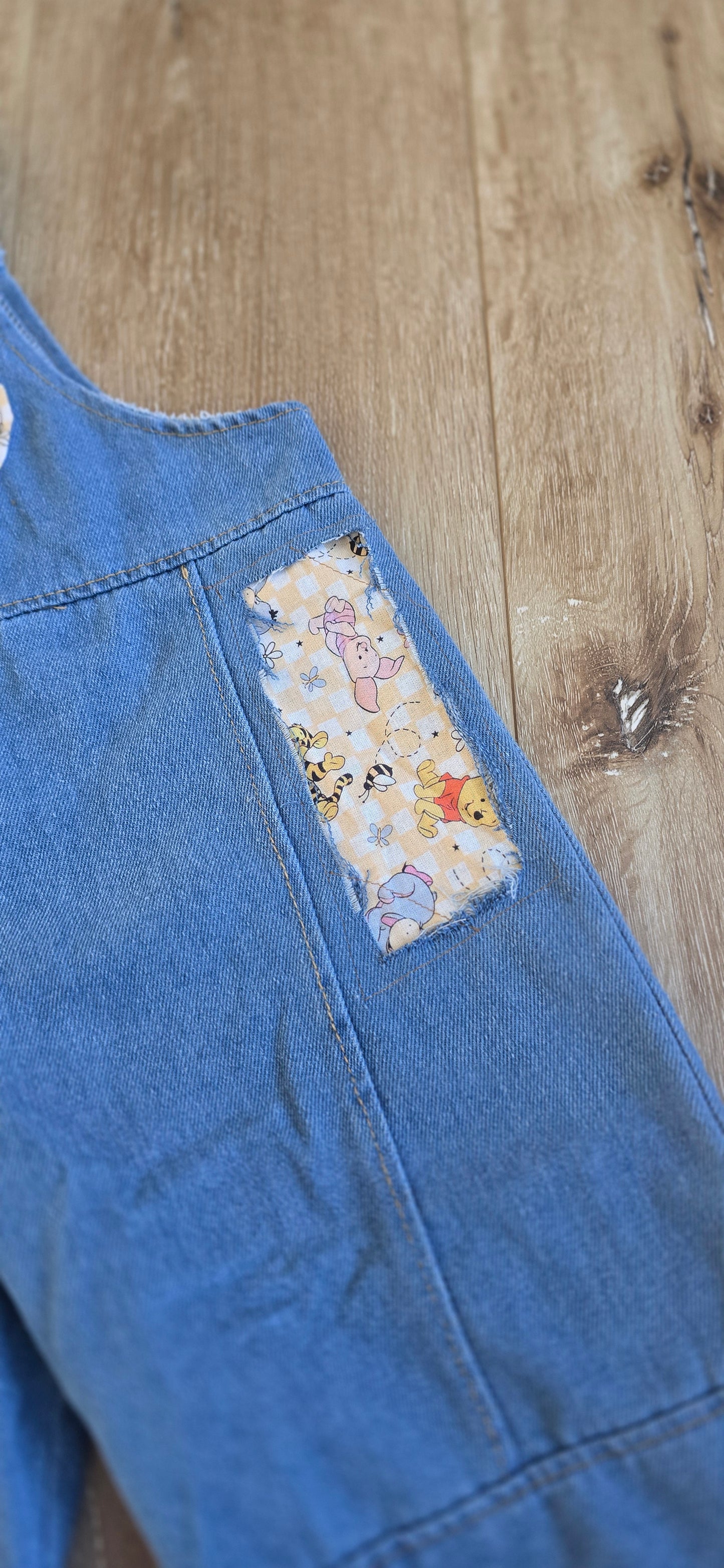 Bear Checkered Patched Overalls