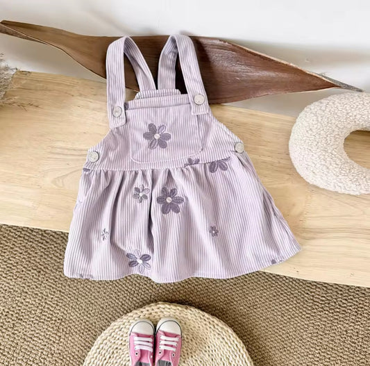 Purple Floral Dress Overalls